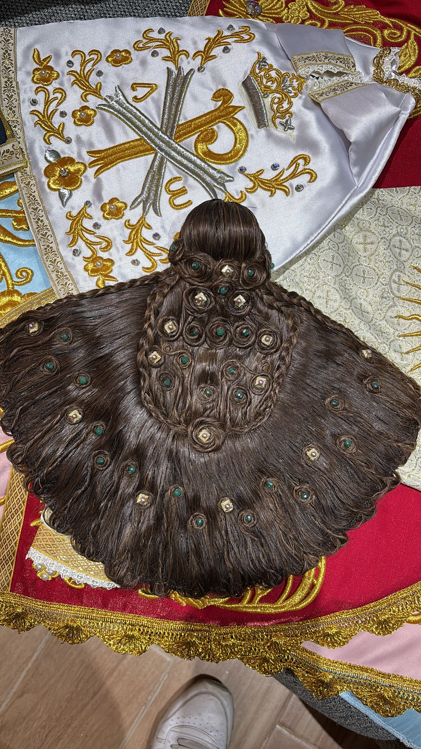 Peluca cabellera para virgen réplica