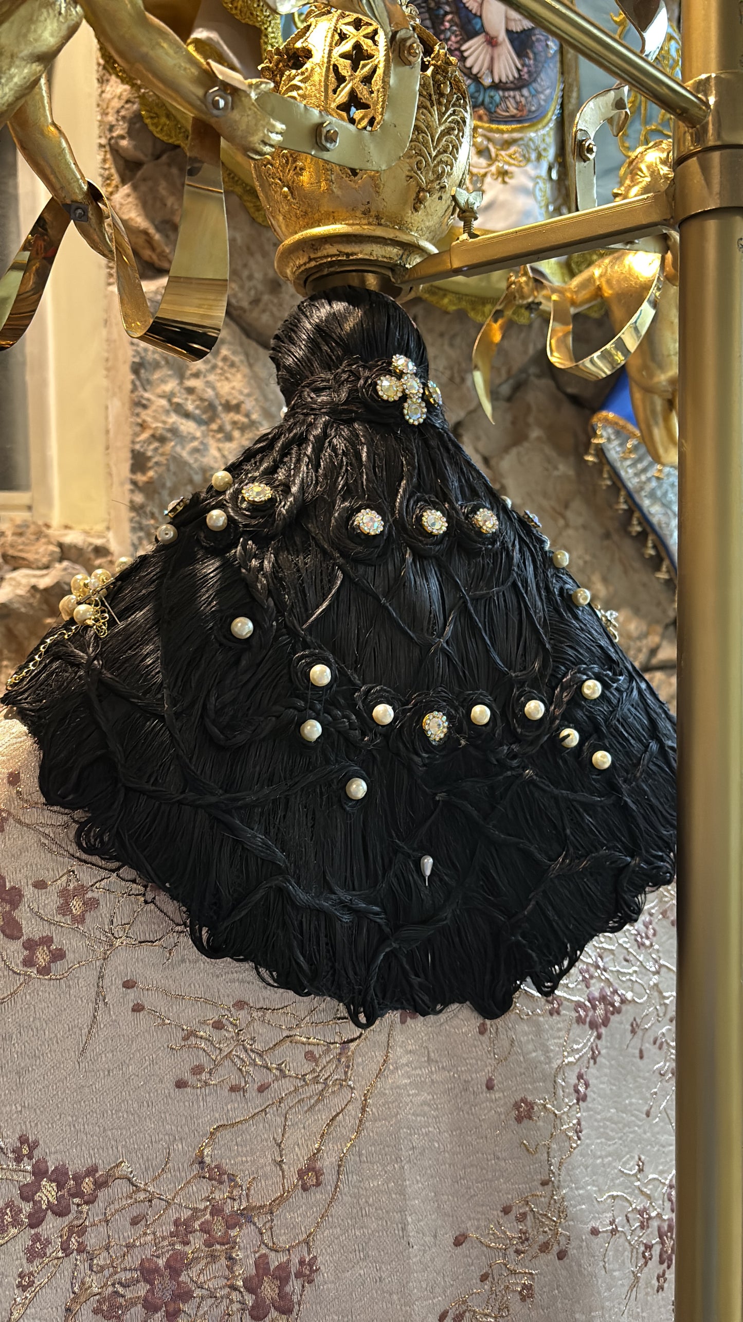 Peluca cabellera para virgen réplica