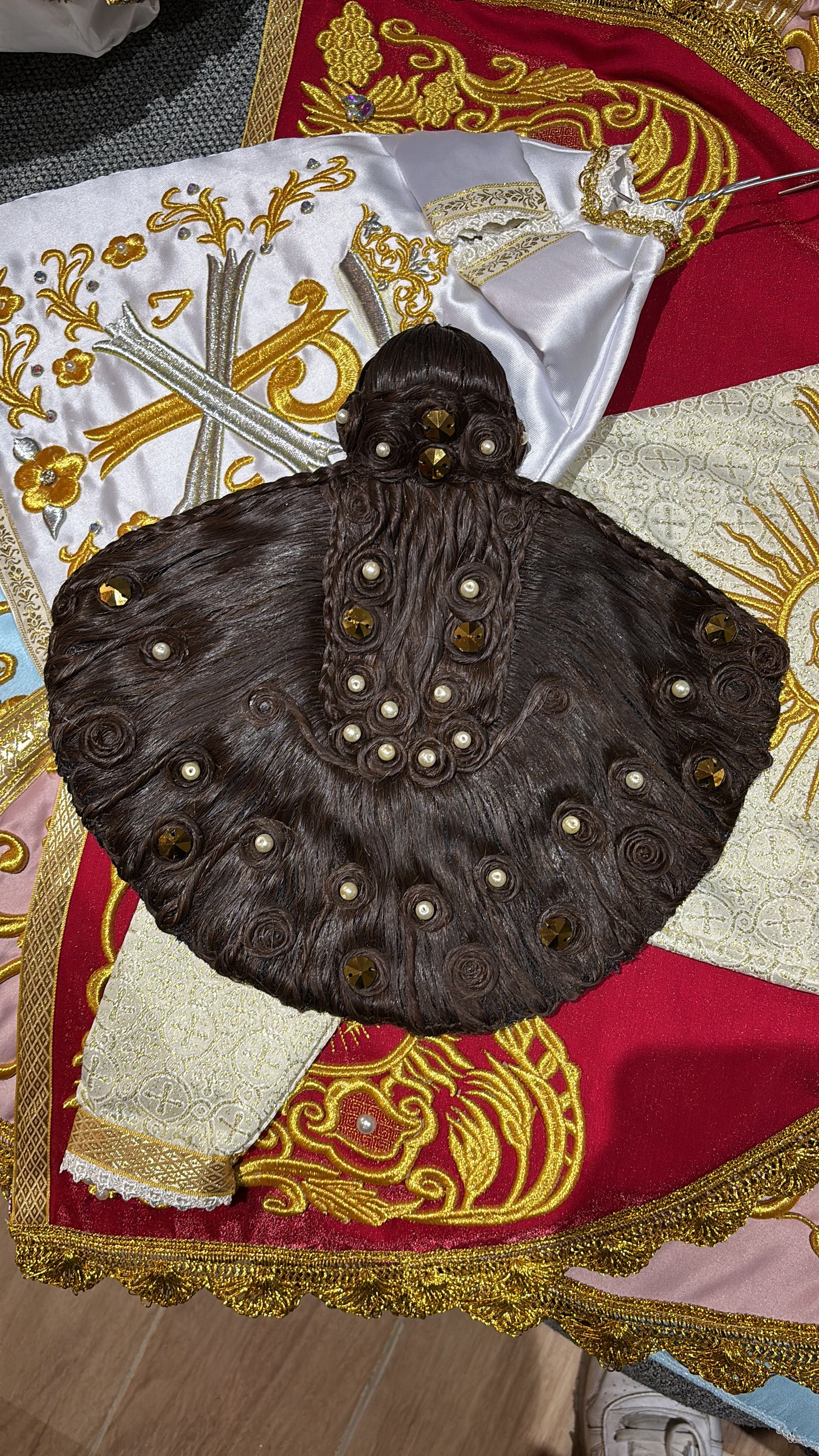 Peluca cabellera para virgen réplica