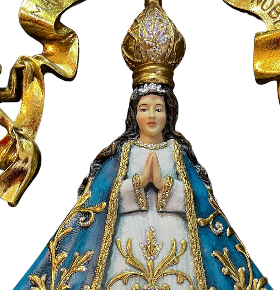 Virgen San Juan de los lagos pasta alabastro con cristales 60 cm