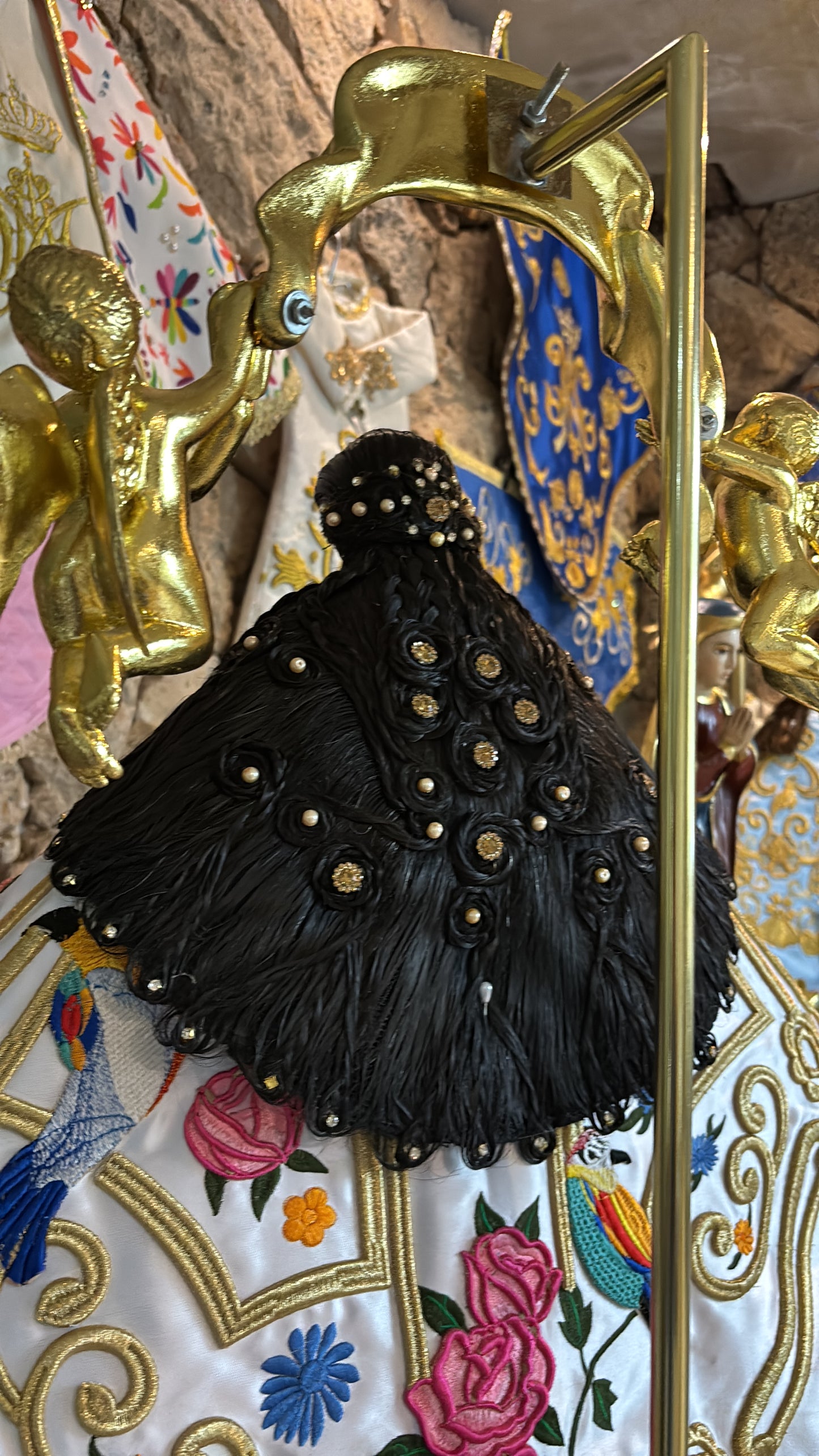 Peluca cabellera para virgen réplica