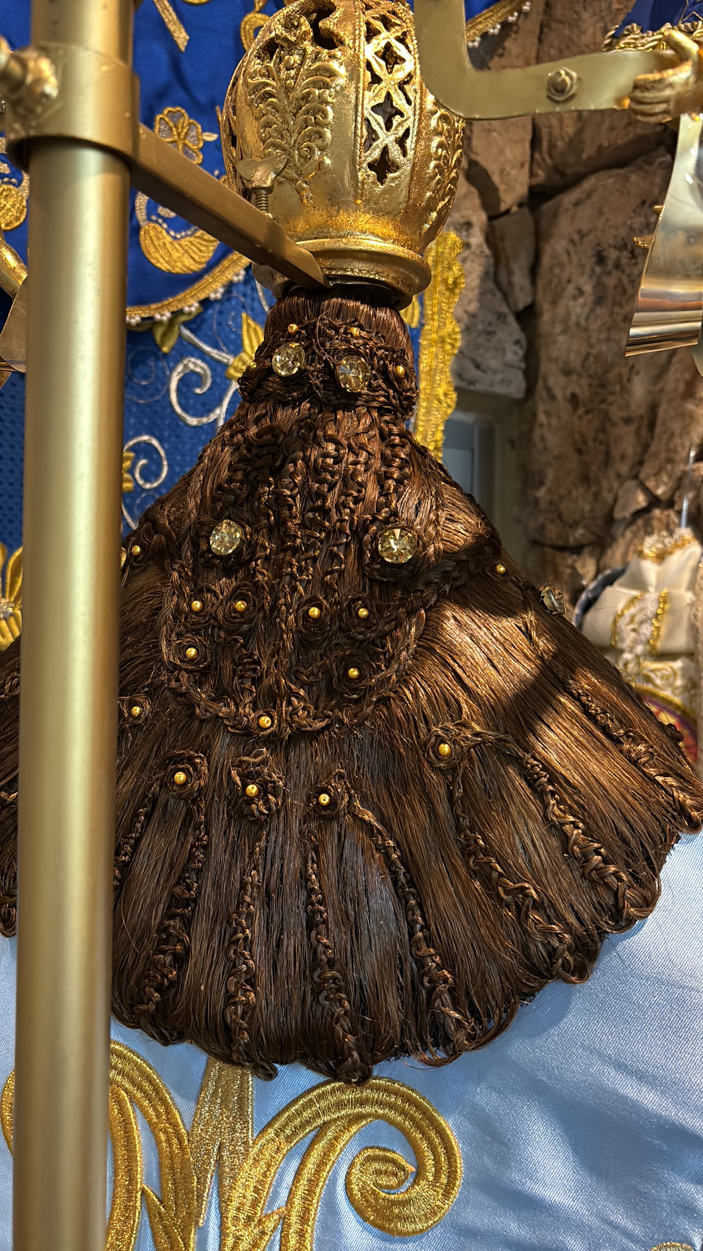 Peluca cabellera para virgen réplica