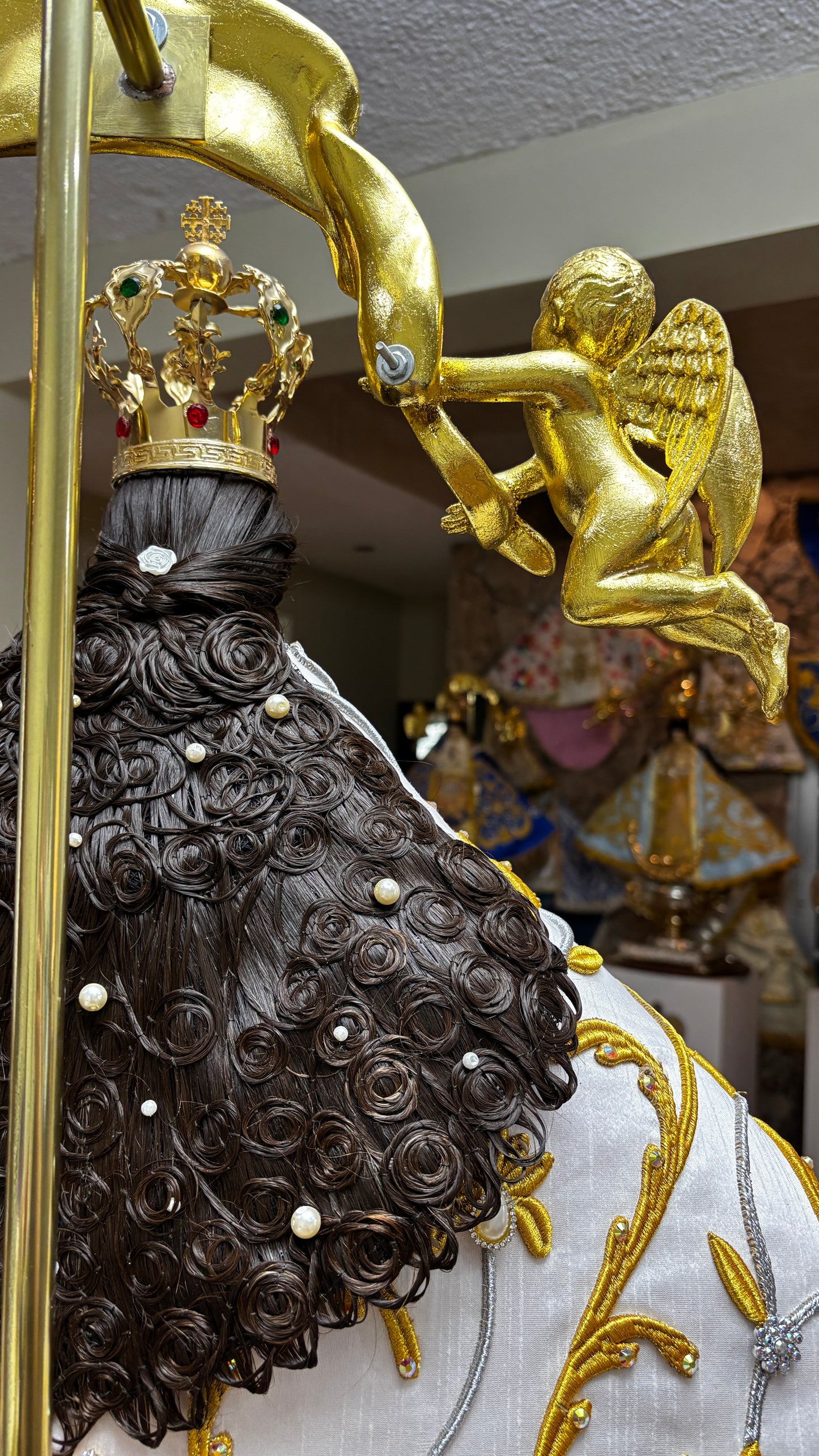 Peluca cabellera para virgen réplica