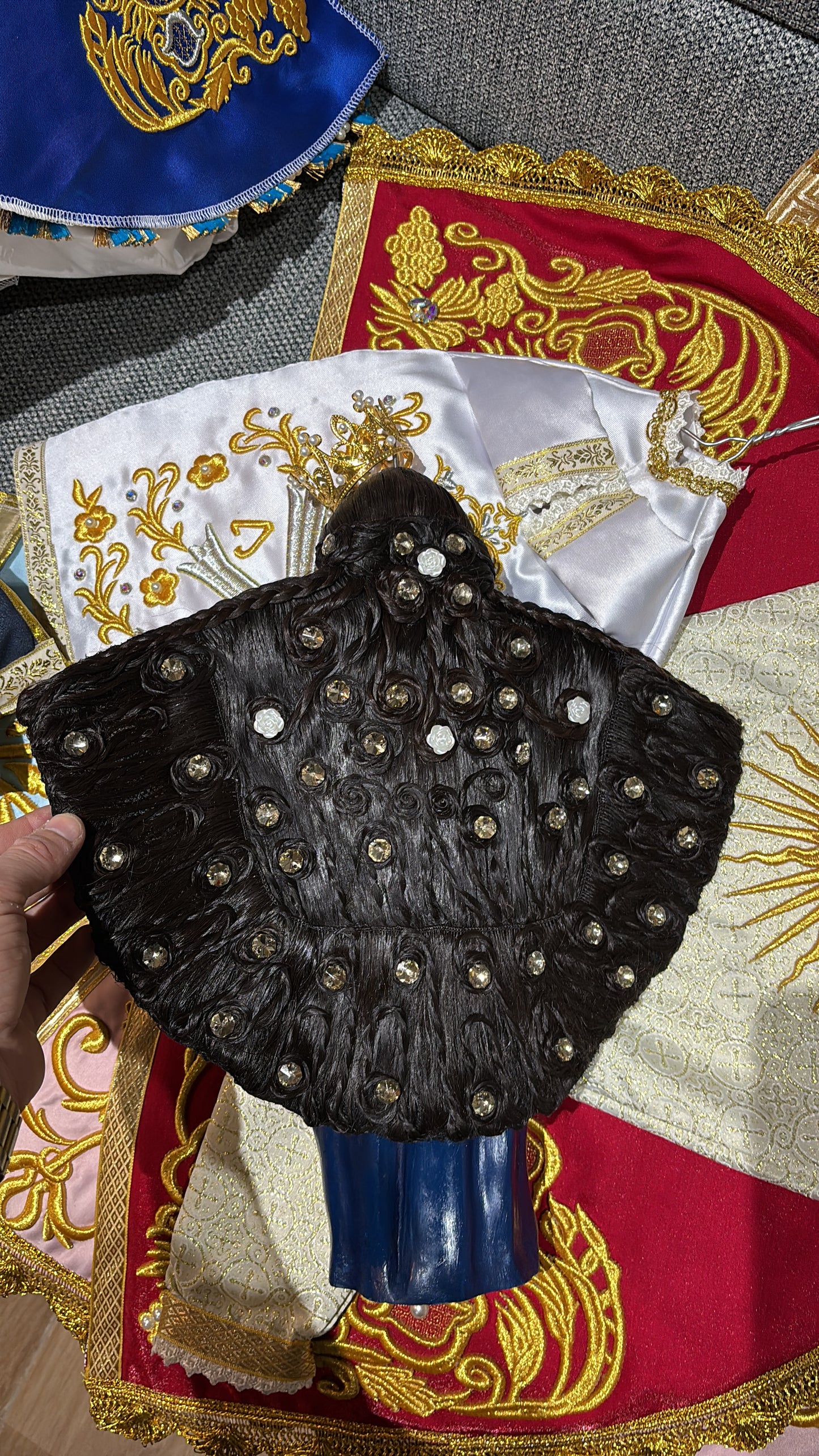 Peluca cabellera para virgen réplica