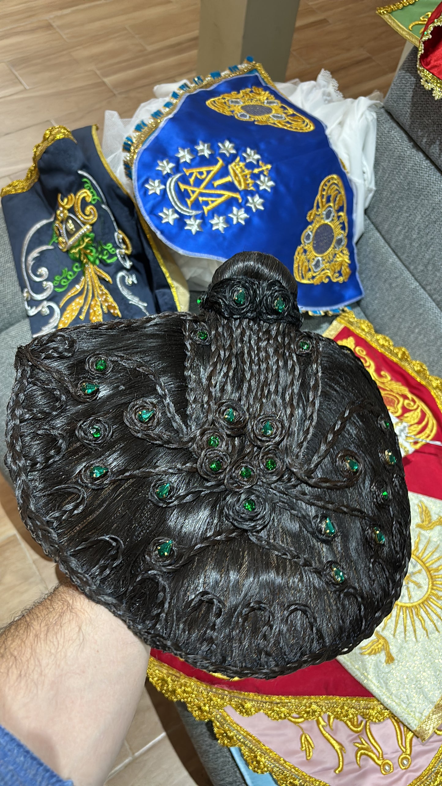 Peluca cabellera para virgen réplica