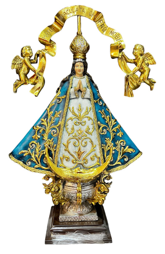 Virgen San Juan de los lagos pasta alabastro con cristales 60 cm