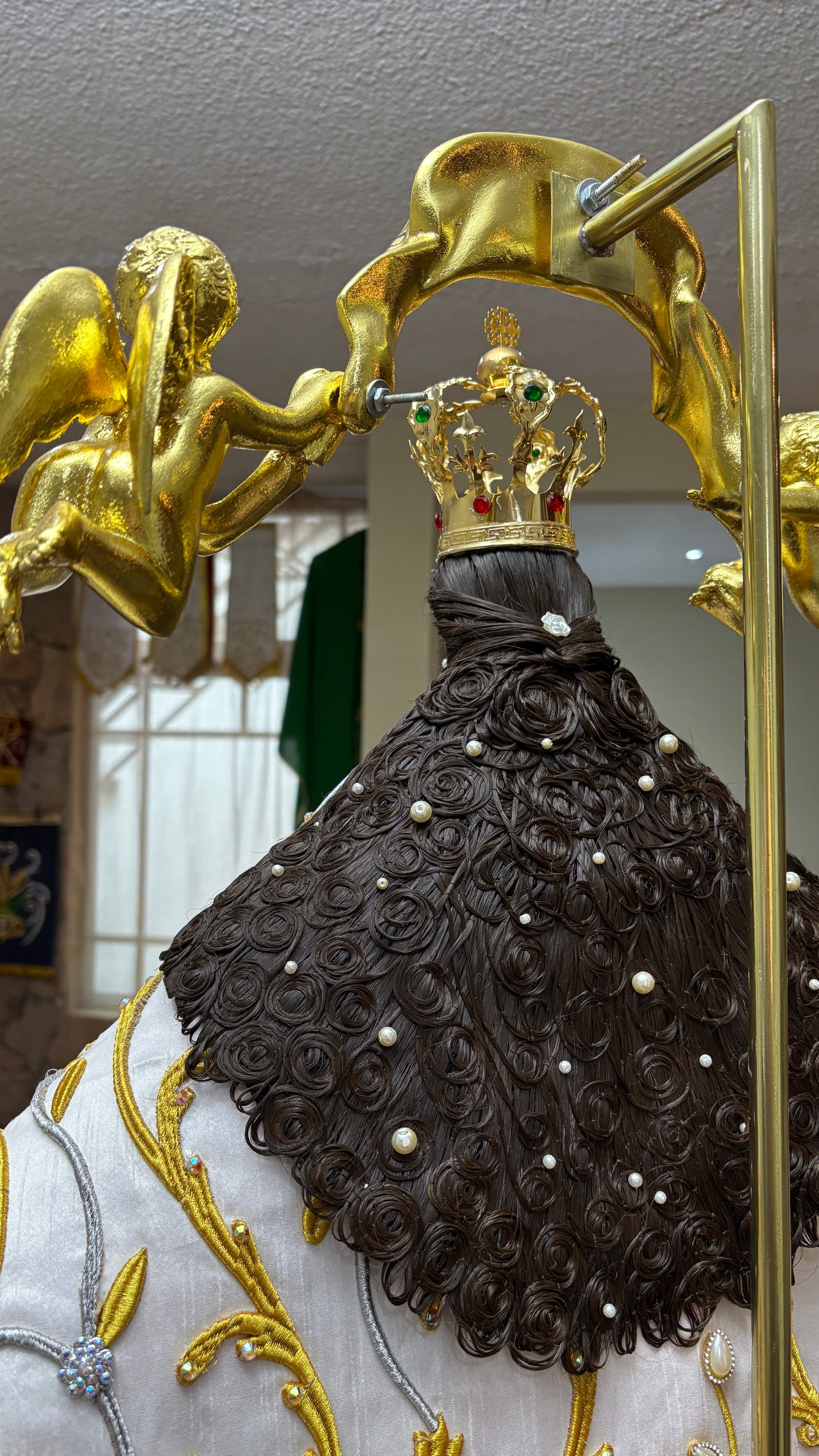 Peluca cabellera para virgen réplica